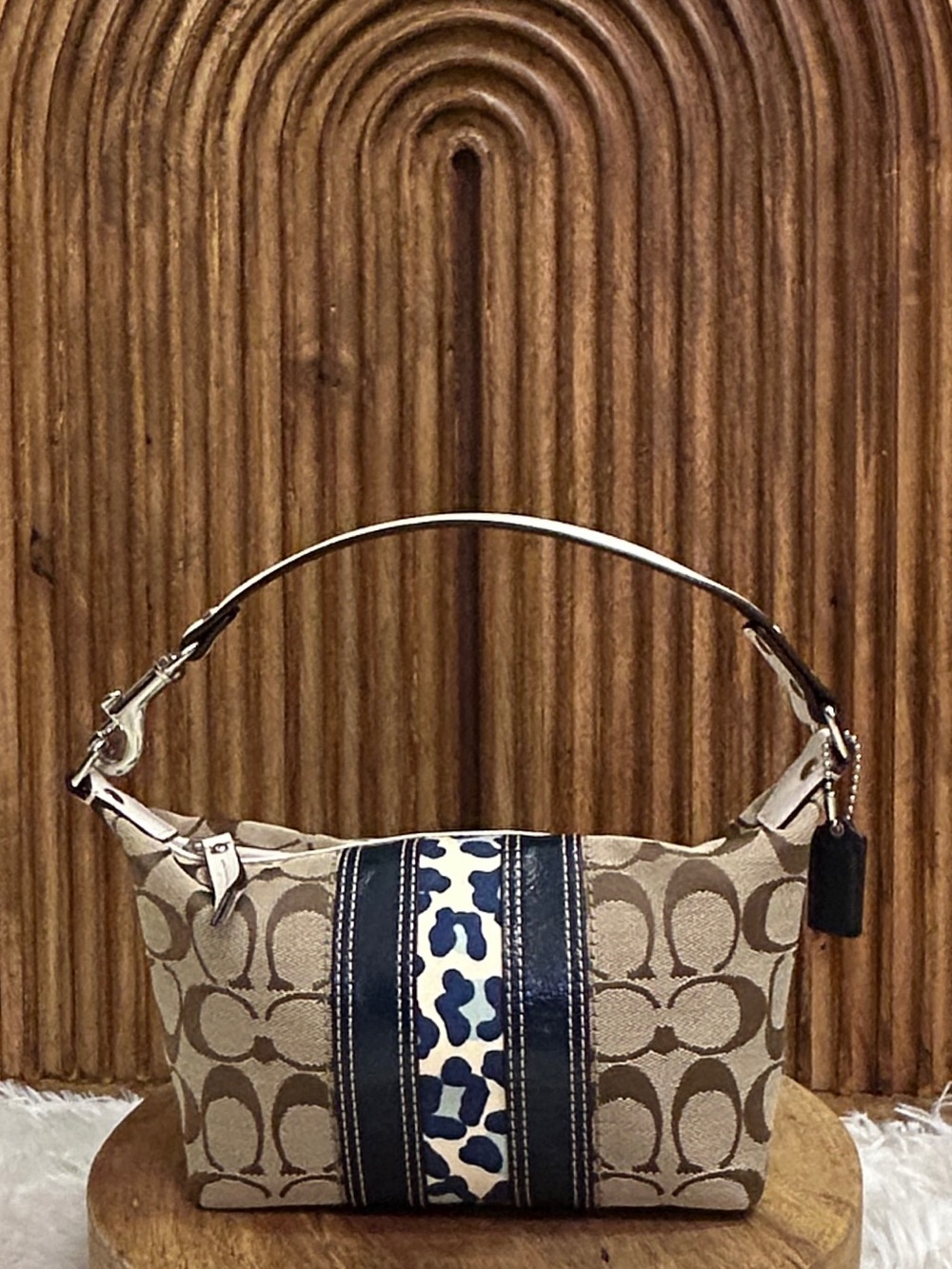 Coach Hampton Signature Mini Satchel Demi Bag Color Block Leopard Style F4211 - Picture 1 of 10
